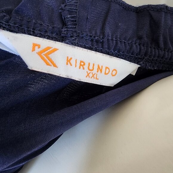 Kirundo Dress Womens Plus Size XXL Solid All Blue Maxi Button Front Ruffle - Picture 5 of 7